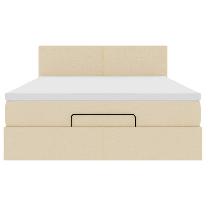 Pouf Letto con Materasso e LED Crema 140x190 cm