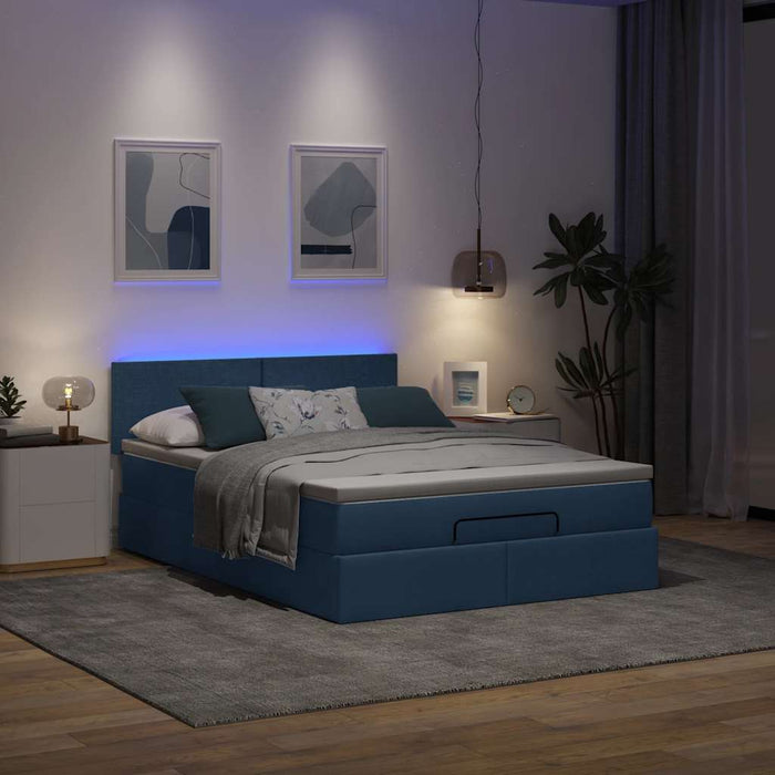 Pouf Letto con Materasso e LED Blu 140x190 cm 3312228