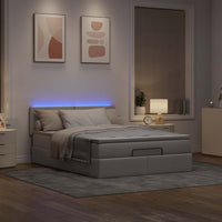 Pouf Letto con Materasso e LED Tortora 140x200 cm in Tessuto 3312233