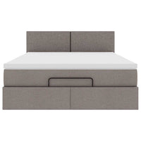 Pouf Letto con Materasso e LED Tortora 140x200 cm in Tessuto