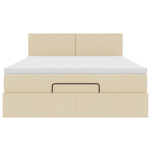 vidaXL Pouf Letto con Materasso e LED Crema 140x200 cm in Tessuto