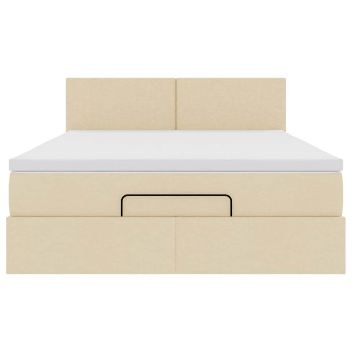 vidaXL Pouf Letto con Materasso e LED Crema 140x200 cm in Tessuto