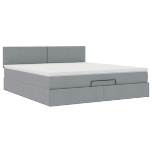 Pouf Letto con Materasso Grigio Chiaro 160x200 cm in Tessuto 3312236