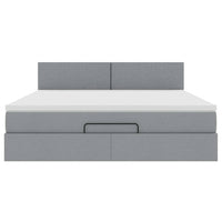 Pouf Letto con Materasso Grigio Chiaro 160x200 cm in Tessuto 3312236
