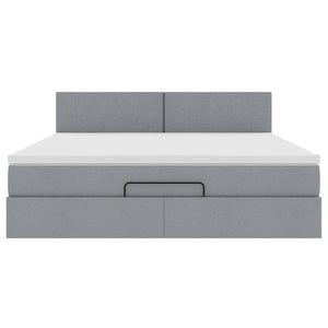Pouf Letto con Materasso Grigio Chiaro 160x200 cm in Tessuto 3312236