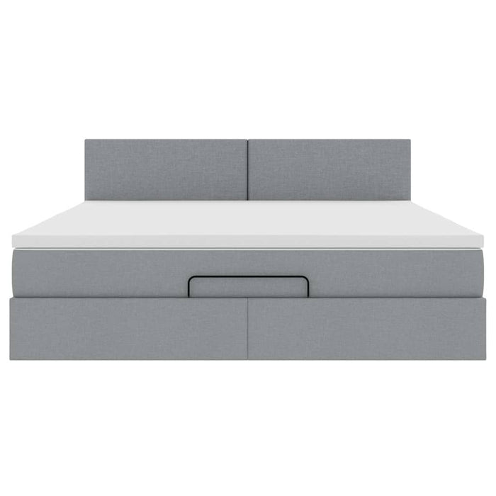 Pouf Letto con Materasso Grigio Chiaro 160x200 cm in Tessuto 3312236