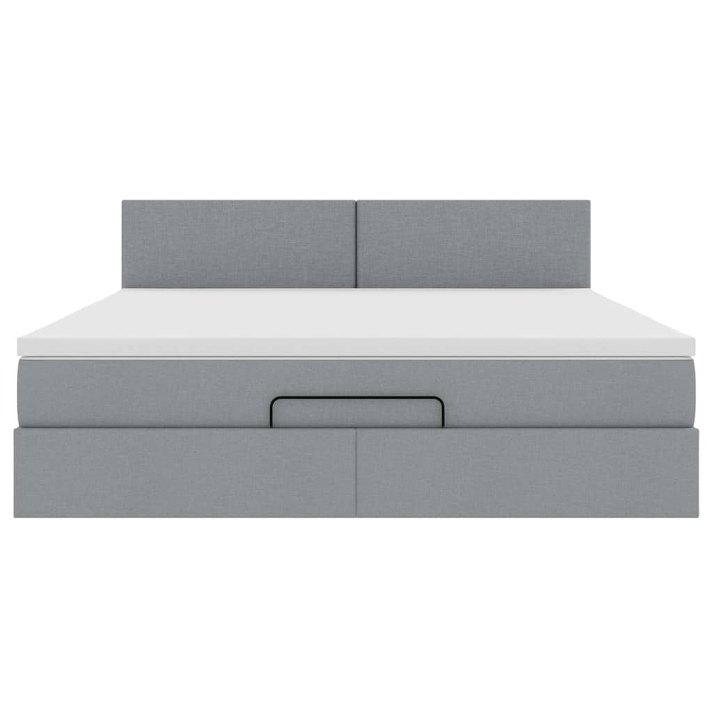vidaXL Pouf Letto con Materasso Grigio Chiaro 160x200 cm in Tessuto