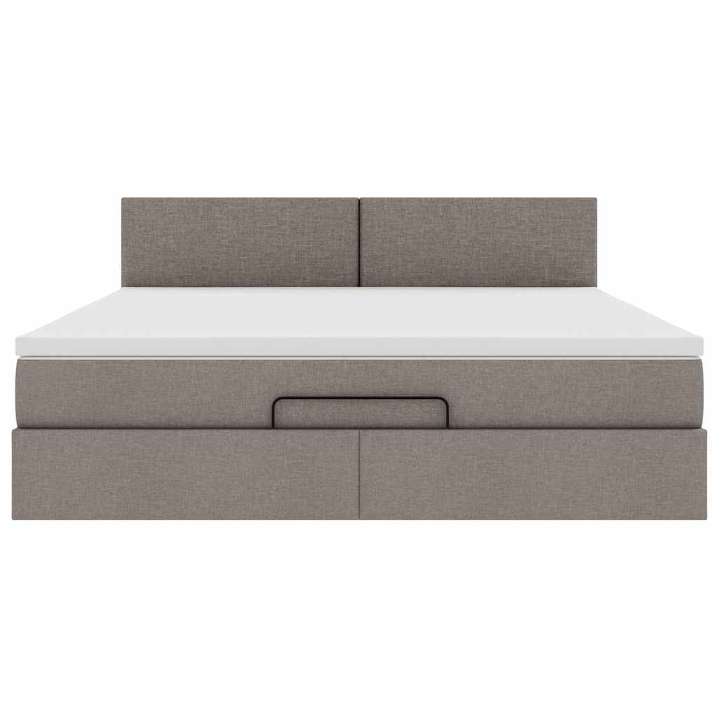 vidaXL Struttura Letto Pouf con Materasso Tortora 160x200cm in Tessuto