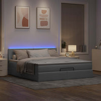 vidaXL Pouf Letto con Materasso e LED Grigio Chiaro 180x200cm Tessuto