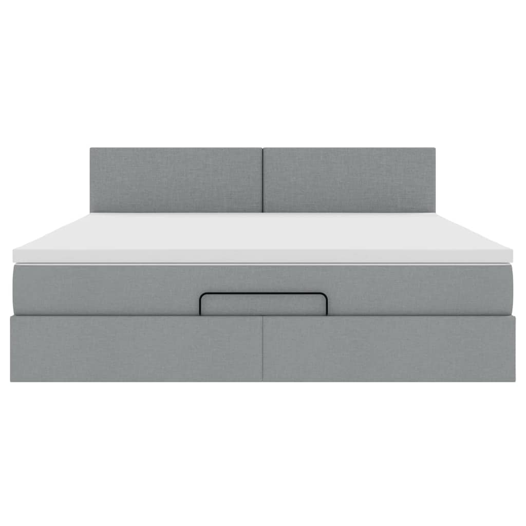 vidaXL Pouf Letto con Materasso e LED Grigio Chiaro 180x200cm Tessuto