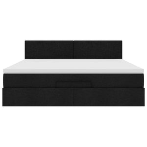 Pouf Letto con Materasso e LED Nero 180x200cm Tessuto 3312245