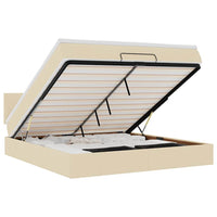 vidaXL Pouf Letto con Materasso e LED Crema 180x200cm in Tessuto