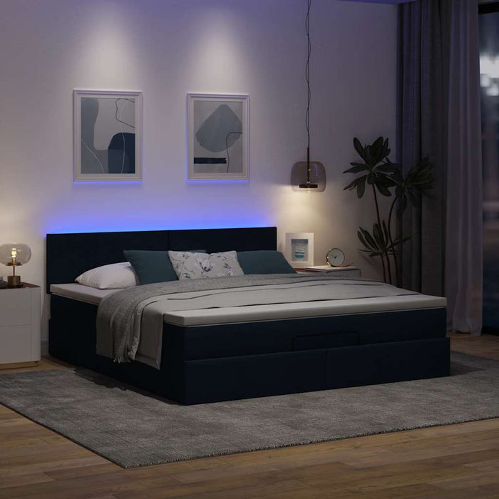 vidaXL Pouf Letto con Materasso e LED Blu 180x200cm in Tessuto