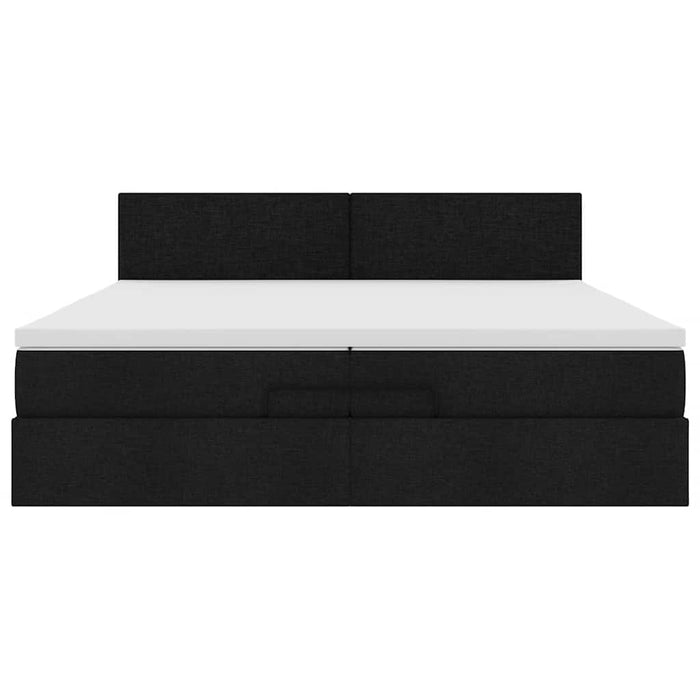 Struttura Letto Pouf con Materassi Nero 200x200 cm in Tessuto 3312252