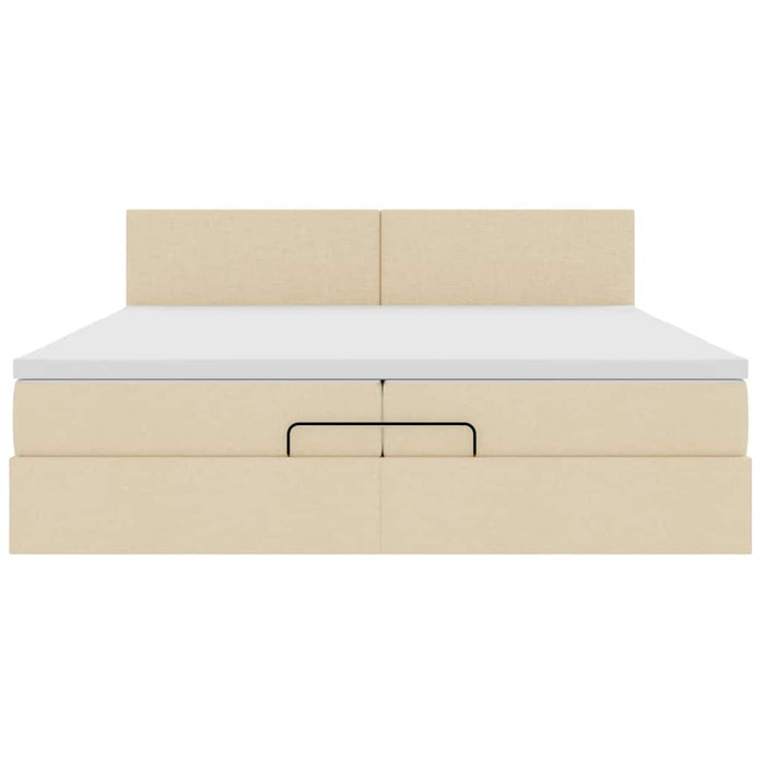 Struttura Letto Pouf con Materassi Crema 200x200 cm in Tessuto 3312255