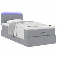 vidaXL Pouf Letto con Materasso e LED Grigio Chiaro 80x200cm Tessuto