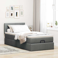 Pouf Letto con Materasso e LED Grigio Scuro 80x200cm in Tessuto 3312264