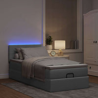 vidaXL Pouf Letto con Materasso e LED Grigio Chiaro 90x200 cm Tessuto