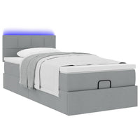 vidaXL Pouf Letto con Materasso e LED Grigio Chiaro 90x200 cm Tessuto