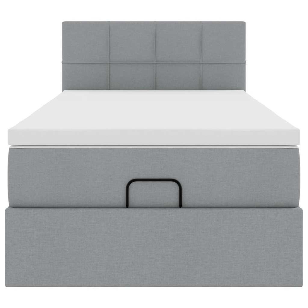 vidaXL Pouf Letto con Materasso e LED Grigio Chiaro 90x200 cm Tessuto