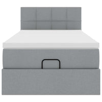 vidaXL Pouf Letto con Materasso e LED Grigio Chiaro 90x200 cm Tessuto