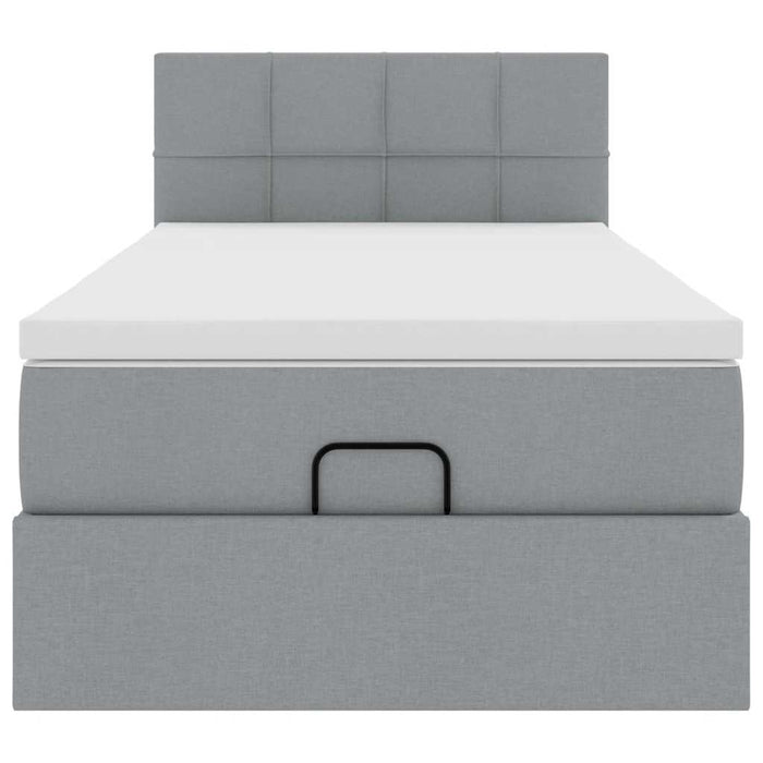 vidaXL Pouf Letto con Materasso e LED Grigio Chiaro 90x200 cm Tessuto