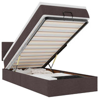 Pouf Letto con Materasso e LED Marrone Scuro 90x200 cm Tessuto 3312280