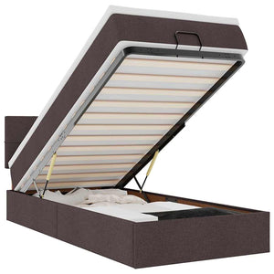 Pouf Letto con Materasso e LED Marrone Scuro 90x200 cm Tessuto 3312280