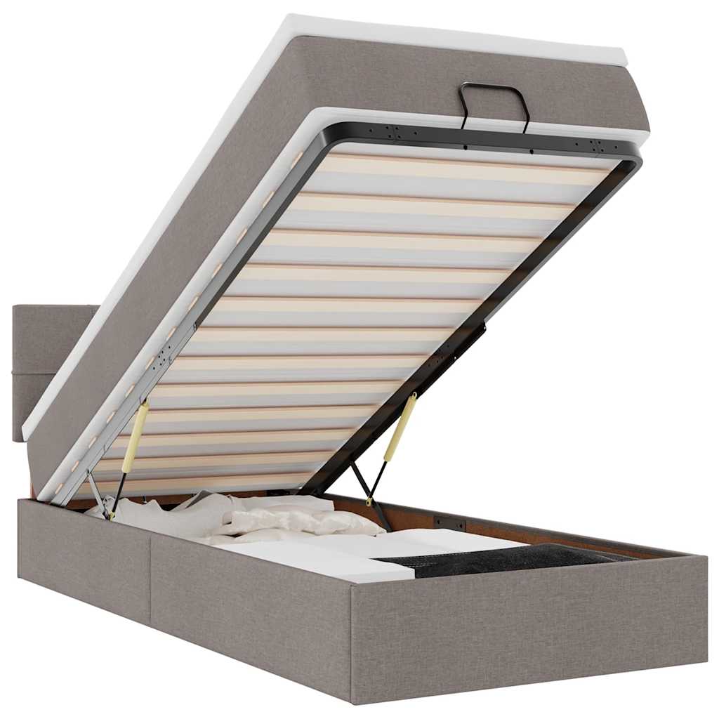 vidaXL Pouf Letto con Materasso e LED Tortora 90x200 cm in Tessuto