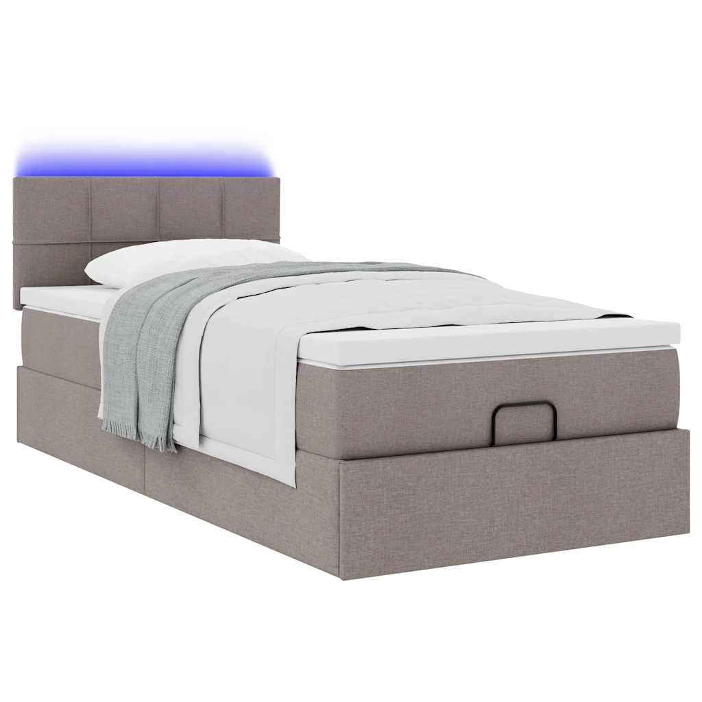vidaXL Pouf Letto con Materasso e LED Tortora 90x200 cm in Tessuto