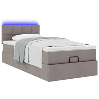 vidaXL Pouf Letto con Materasso e LED Tortora 90x200 cm in Tessuto