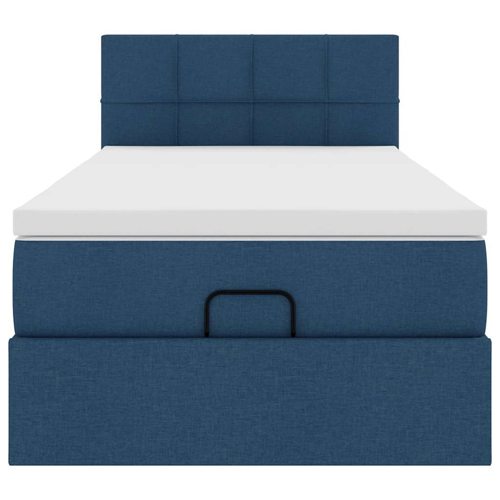 vidaXL Pouf Letto con Materasso e LED Blu 90x200 cm in Tessuto