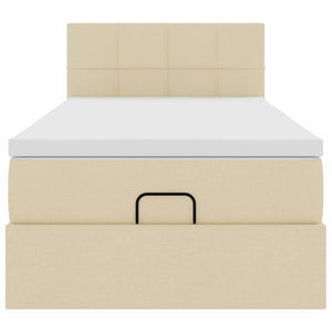 vidaXL Pouf Letto con Materasso Crema 100x200 cm in Tessuto
