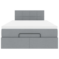 Pouf Letto con Materasso Grigio Chiaro 120x190 cm in Tessuto