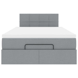 Pouf Letto con Materasso Grigio Chiaro 120x190 cm in Tessuto