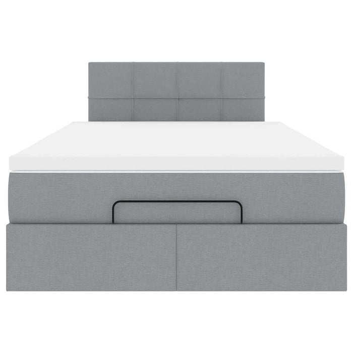 Pouf Letto con Materasso Grigio Chiaro 120x190 cm in Tessuto