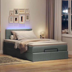 Pouf Letto con Materasso e LED Grigio Scuro 120x190 cm Tessuto 3312292
