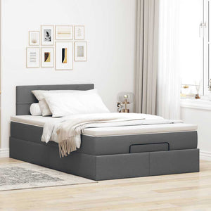 Pouf Letto con Materasso e LED Grigio Scuro 120x190 cm Tessuto