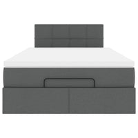 Pouf Letto con Materasso e LED Grigio Scuro 120x190 cm Tessuto