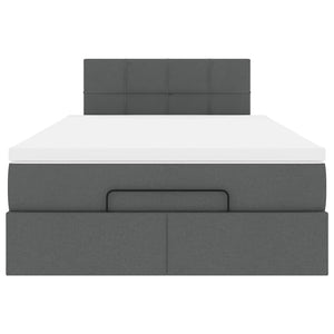 Pouf Letto con Materasso e LED Grigio Scuro 120x190 cm Tessuto