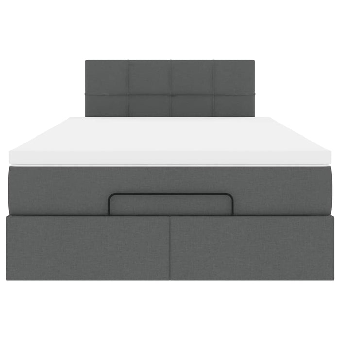 Pouf Letto con Materasso e LED Grigio Scuro 120x190 cm Tessuto