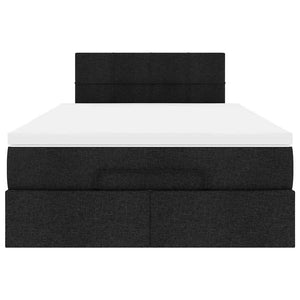 Pouf Letto con Materasso e LED Nero 120x190 cm in Tessuto