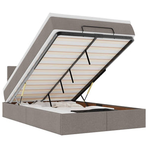 vidaXL Pouf Letto con Materasso e LED Tortora 120x190cm in Tessuto