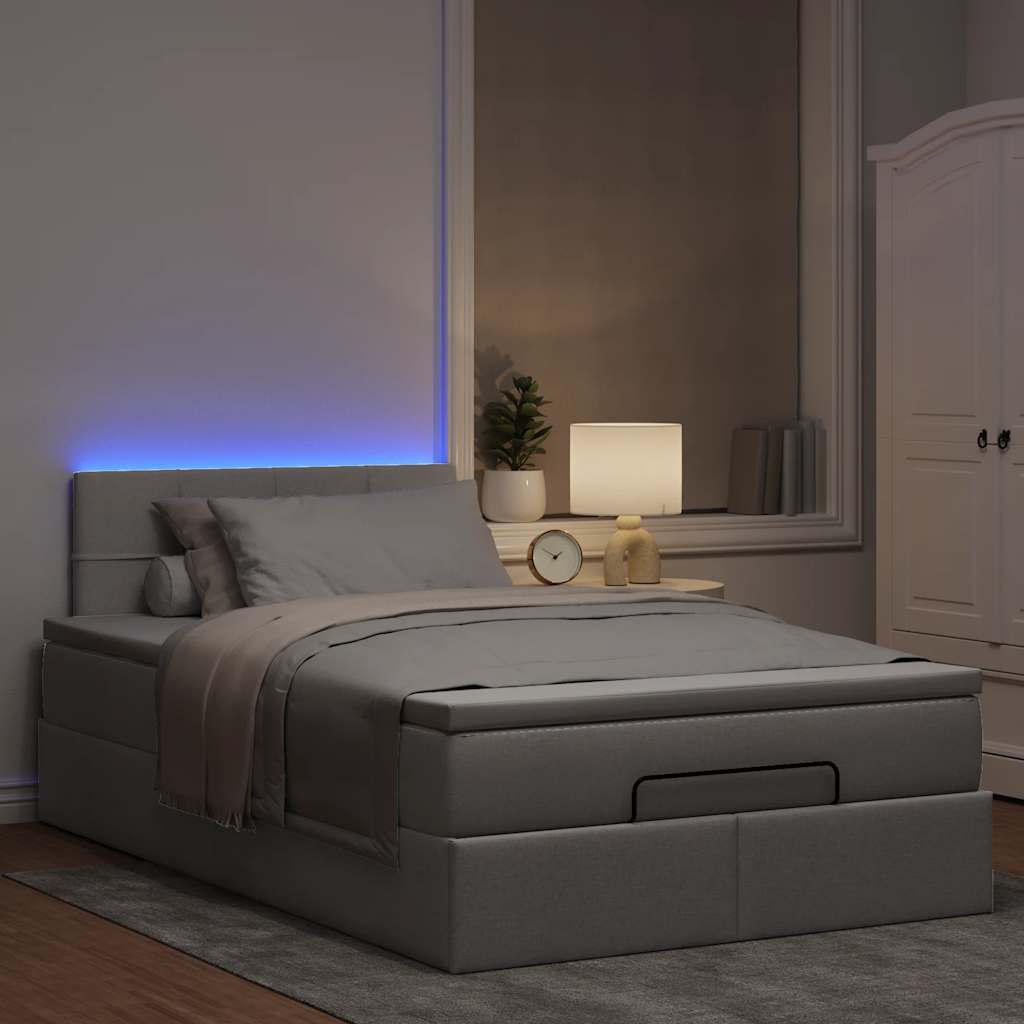 vidaXL Pouf Letto con Materasso e LED Tortora 120x190cm in Tessuto