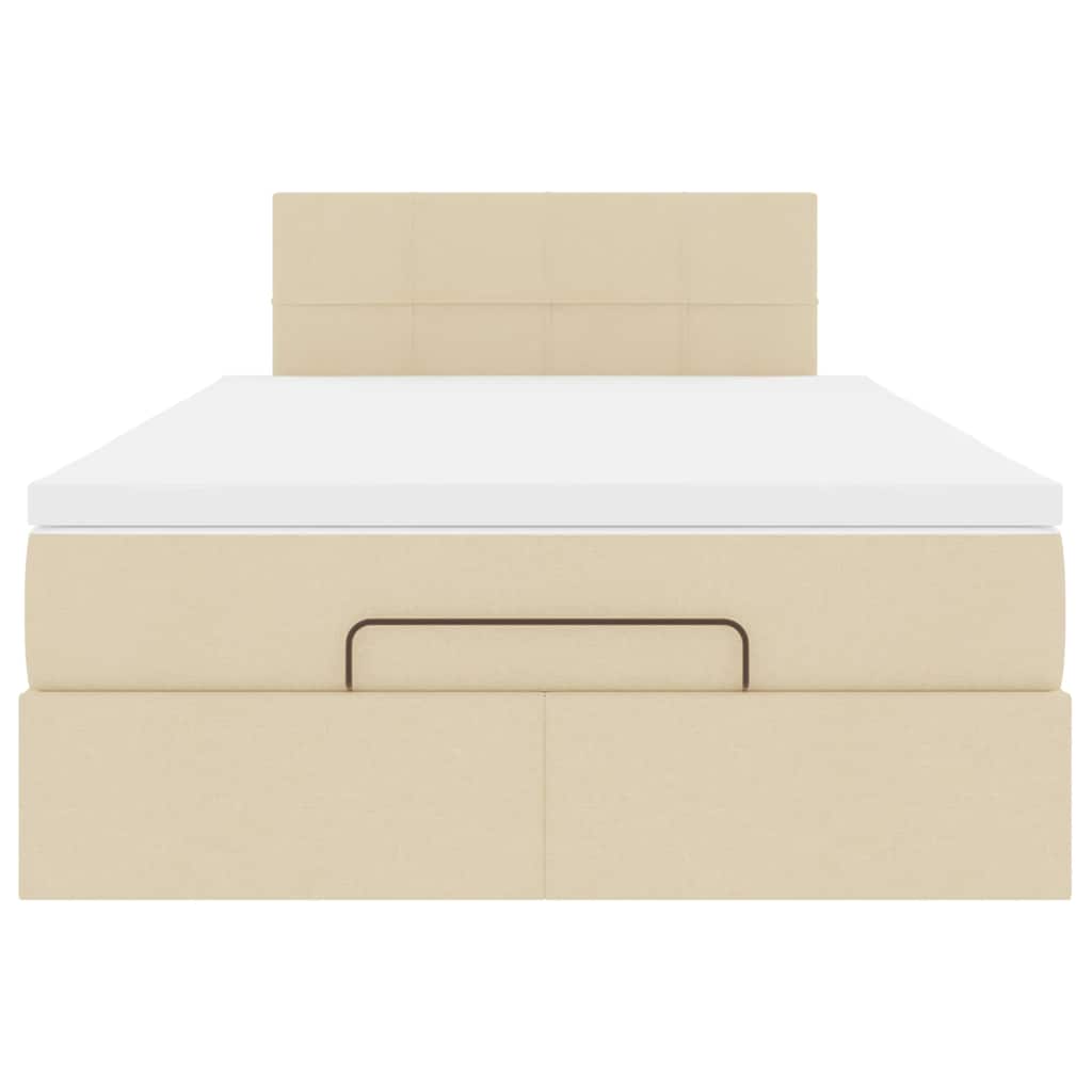 vidaXL Pouf Letto con Materasso e LED Crema 120x190cm in Tessuto