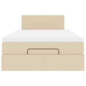 vidaXL Pouf Letto con Materasso e LED Crema 120x190cm in Tessuto