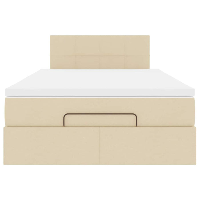 vidaXL Pouf Letto con Materasso e LED Crema 120x190cm in Tessuto