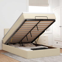 vidaXL Pouf Letto con Materasso e LED Crema 120x190cm in Tessuto