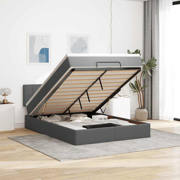 vidaXL Pouf Letto con Materasso e LED Grigio Scuro 140x190 cm