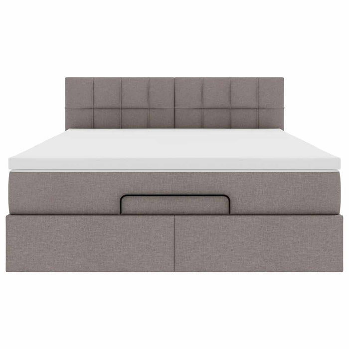 vidaXL Pouf Letto con Materasso e LED Tortora 140x190 cm in Tessuto